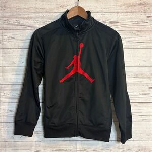 Kids‎ Jordan Track Jacket Full Zip Black Red Jumpman Logo Size M 10-12 Yrs